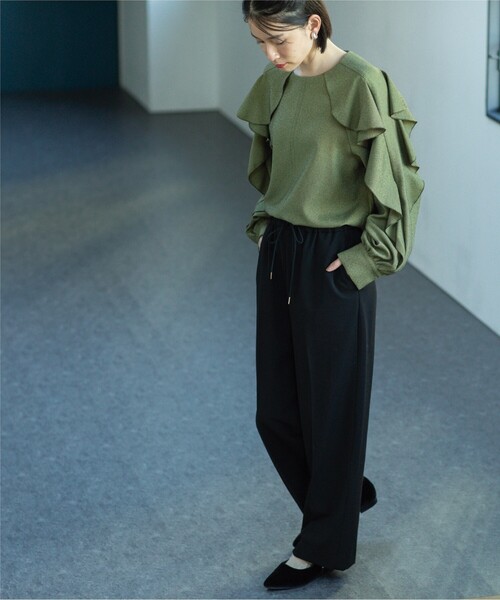 OPAQUE.CLIP(オペークドットクリップ)の「◆≪SS-LLsize≫ 裏起毛 イージーワイドストレートパンツ/ネオサーモ【蓄熱素材/洗濯機洗い可】(その他パンツ・レディース・オフホワイト/ブラック/ブルー/グレー・36/42/38/34/40)」の20枚目の写真