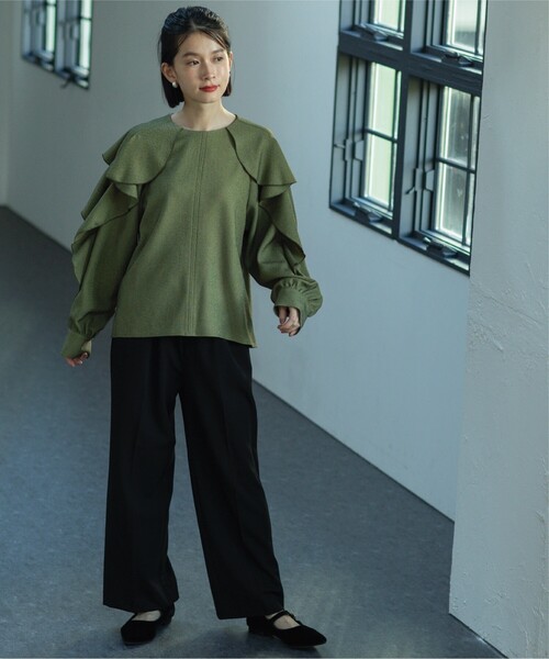 OPAQUE.CLIP(オペークドットクリップ)の「◆≪SS-LLsize≫ 裏起毛 イージーワイドストレートパンツ/ネオサーモ【蓄熱素材/洗濯機洗い可】(その他パンツ・レディース・オフホワイト/ブラック/ブルー/グレー・36/42/38/34/40)」の22枚目の写真