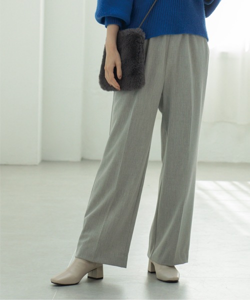 OPAQUE.CLIP(オペークドットクリップ)の「◆≪SS-LLsize≫ 裏起毛 イージーワイドストレートパンツ/ネオサーモ【蓄熱素材/洗濯機洗い可】(その他パンツ・レディース・オフホワイト/ブラック/ブルー/グレー・36/42/38/34/40)」の4枚目の写真