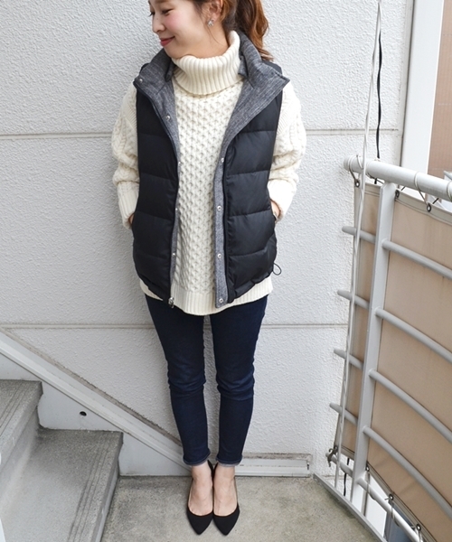 SHIPS for women（シップスフォーウィメン）の「リバーシブルダウンベスト◇（ダウンベスト・レディース・グレー/ネイビー・36/38）」の5枚目の写真