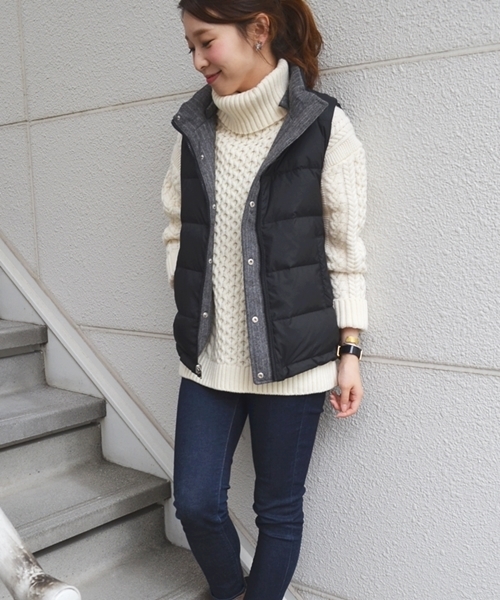 SHIPS for women（シップスフォーウィメン）の「リバーシブルダウンベスト◇（ダウンベスト・レディース・グレー/ネイビー・36/38）」の6枚目の写真