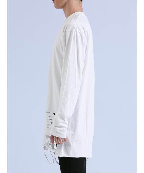 semantic design(セマンティックデザイン)の「【コットン100%】セマンティックデザイン グランジ クルーネック長袖Tシャツ(Tシャツ/カットソー・メンズ・ホワイト/ブラック・LARGE/MEDIUM)」の7枚目の写真