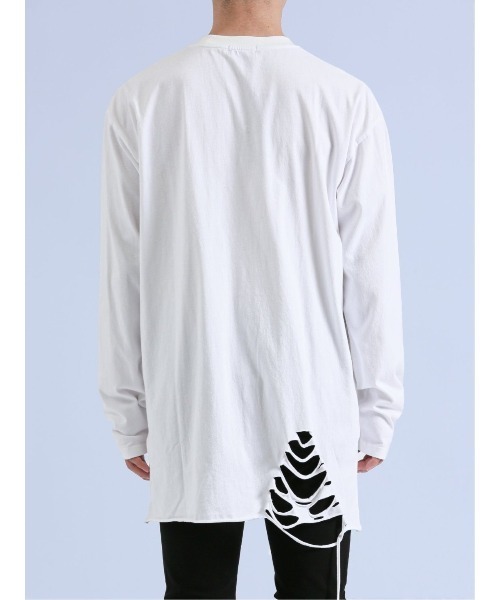 semantic design(セマンティックデザイン)の「【コットン100%】セマンティックデザイン グランジ クルーネック長袖Tシャツ(Tシャツ/カットソー・メンズ・ホワイト/ブラック・LARGE/MEDIUM)」の8枚目の写真