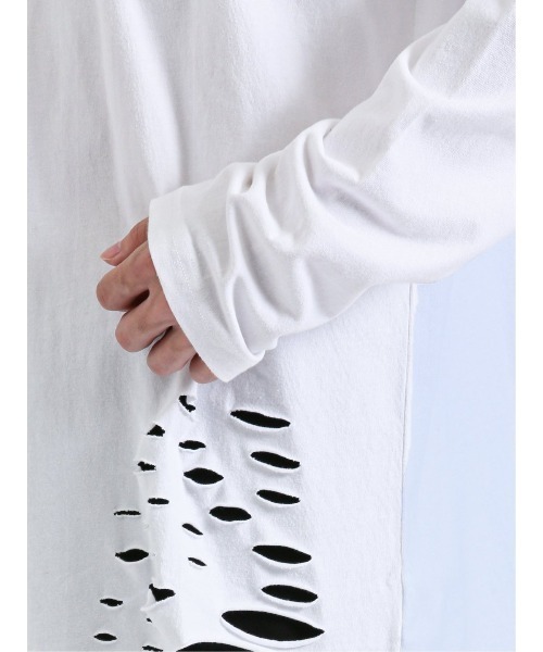 semantic design(セマンティックデザイン)の「【コットン100%】セマンティックデザイン グランジ クルーネック長袖Tシャツ(Tシャツ/カットソー・メンズ・ホワイト/ブラック・LARGE/MEDIUM)」の11枚目の写真