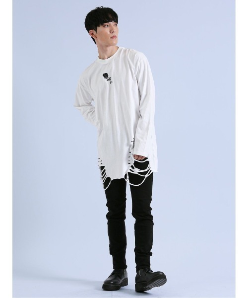 semantic design(セマンティックデザイン)の「【コットン100%】セマンティックデザイン グランジ クルーネック長袖Tシャツ(Tシャツ/カットソー・メンズ・ホワイト/ブラック・LARGE/MEDIUM)」の13枚目の写真