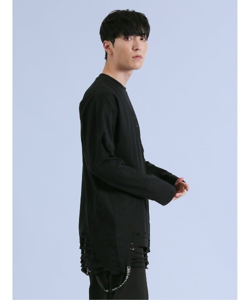 semantic design(セマンティックデザイン)の「【コットン100%】セマンティックデザイン グランジ クルーネック長袖Tシャツ(Tシャツ/カットソー・メンズ・ホワイト/ブラック・LARGE/MEDIUM)」の16枚目の写真