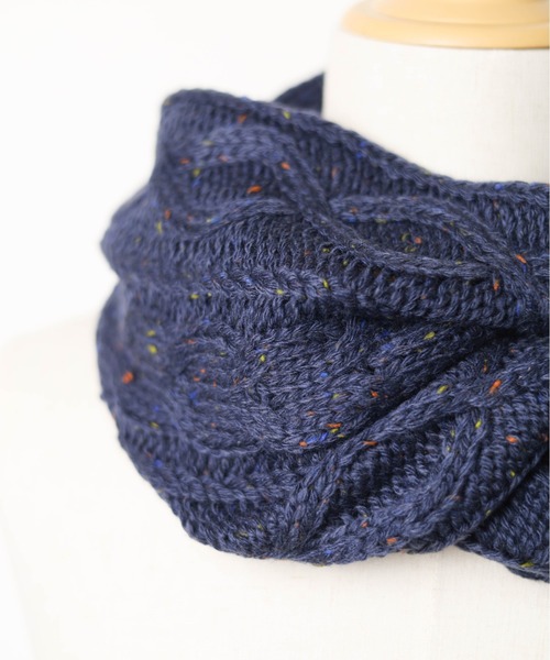 レア生地】 766 ひねりスヌード ネックウォーマー fun ファン ネイビー