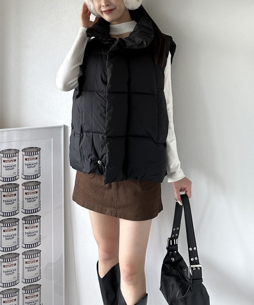 【ボリューム感が可愛い！秋冬コーデに】スタンドカラージップアップダウンベスト（ダウンベスト）｜Silly（シリー）