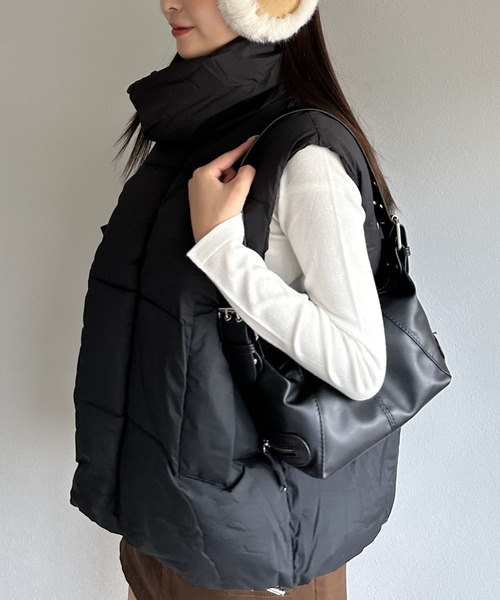 【ボリューム感が可愛い！秋冬コーデに】スタンドカラージップアップダウンベスト（ダウンベスト）｜Silly（シリー）