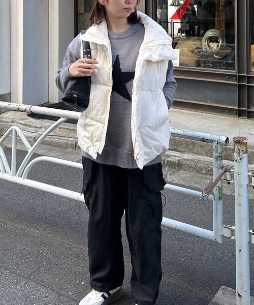 【ボリューム感が可愛い！秋冬コーデに】スタンドカラージップアップダウンベスト（ダウンベスト）｜Silly（シリー）