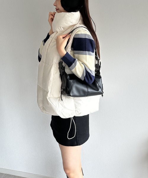 【ボリューム感が可愛い！秋冬コーデに】スタンドカラージップアップダウンベスト（ダウンベスト）｜Silly（シリー）