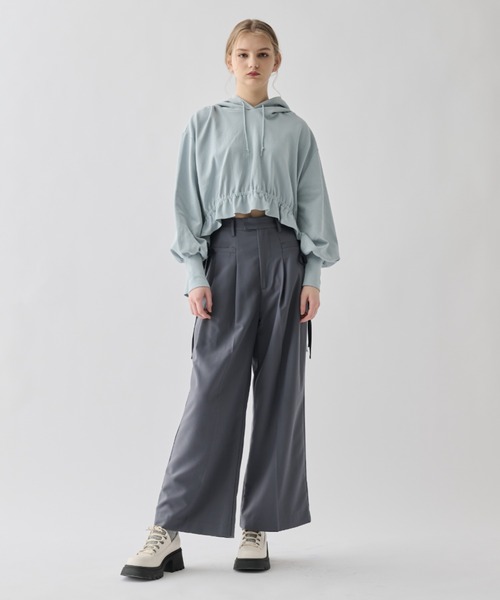 idem（イデム）の「frill drawstring hoodie/ドロストフリルパーカー（パーカー・レディース・ブルー/グレー・FREE）」の20枚目の写真