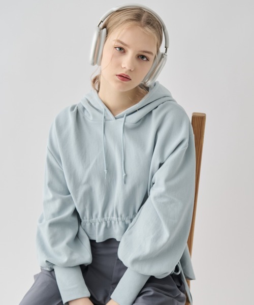 idem（イデム）の「frill drawstring hoodie/ドロストフリルパーカー（パーカー・レディース・ブルー/グレー・FREE）」の12枚目の写真