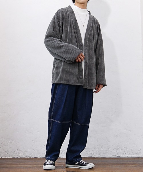 MinoriTY（マイノリティ）の「【MinoriTY】カットコーデュロイビッグカーディガン ビッグシルエット オーバーサイズ ルーズフィット メンズ ライトアウター 春服 冬服（カーディガン/ボレロ・メンズ・グリーン/グレー/ブルー・S/L/M）」の6枚目の写真