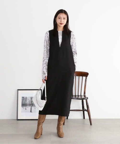 N.（N. Natural Beauty Basic）（エヌエヌナチュラルビューティーベーシック）の「◆クラッシュベロアフィンガーホールカットソー（Tシャツ/カットソー・レディース・グレー/ブルー/カーキ・MEDIUM）」の7枚目の写真