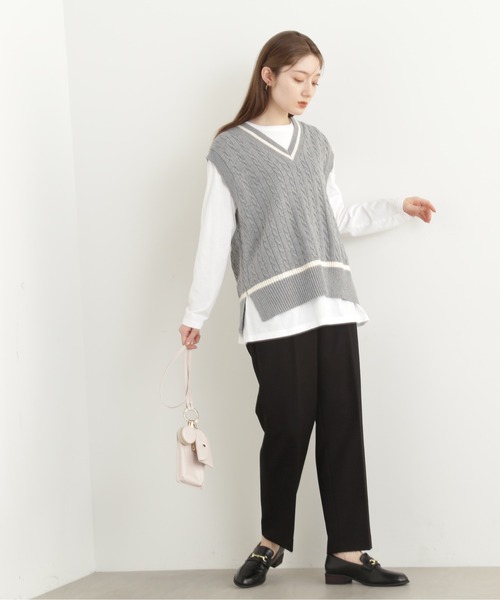 N.(N. Natural Beauty Basic)(エヌエヌナチュラルビューティーベーシック)の「【S Size Line】【セットアップ対応】◆センタープレステーパードパンツ(スラックス・レディース・オフホワイト/ブラック/グレー・SMALL/MEDIUM)」の12枚目の写真