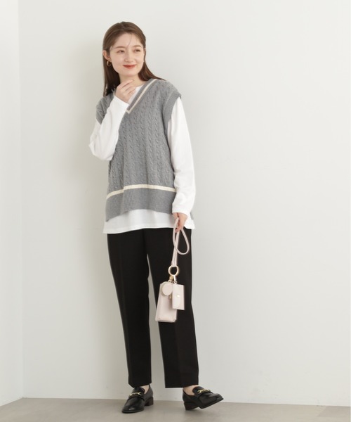 N.(N. Natural Beauty Basic)(エヌエヌナチュラルビューティーベーシック)の「【S Size Line】【セットアップ対応】◆センタープレステーパードパンツ(スラックス・レディース・オフホワイト/ブラック/グレー・SMALL/MEDIUM)」の13枚目の写真