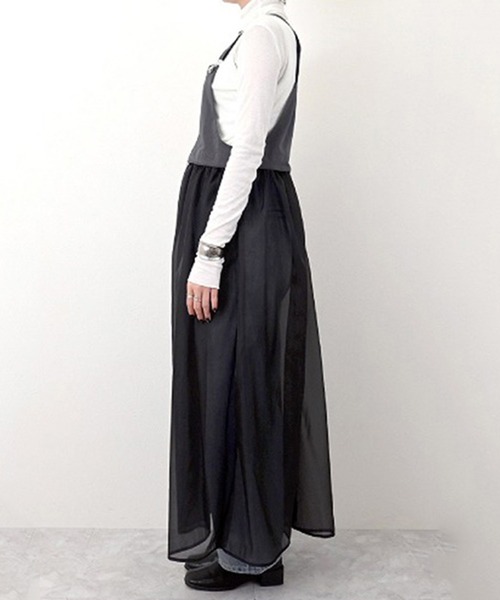 STYLEBLOCK(スタイルブロック)の「タフタ×オーガンジーマルチWAYサロペットワンピース(ワンピース・レディース・ブラック/ホワイト系その他/チャコールグレー/カーキ・M)」の9枚目の写真