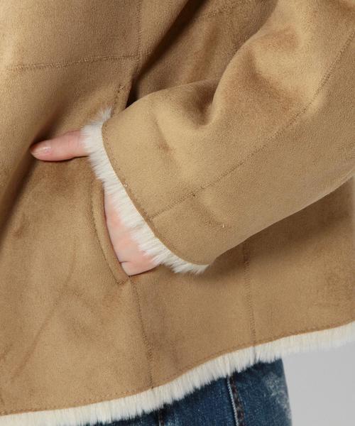 Another Edition（アナザーエディション）の「フェイクムートンショートコート/AEBC FAKE MOUTON SRT CT（ムートンコート・レディース・グレー/ブラウン・MEDIUM/SMALL）」の10枚目の写真