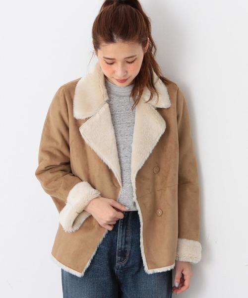 Another Edition（アナザーエディション）の「フェイクムートンショートコート/AEBC FAKE MOUTON SRT CT（ムートンコート・レディース・グレー/ブラウン・MEDIUM/SMALL）」の5枚目の写真