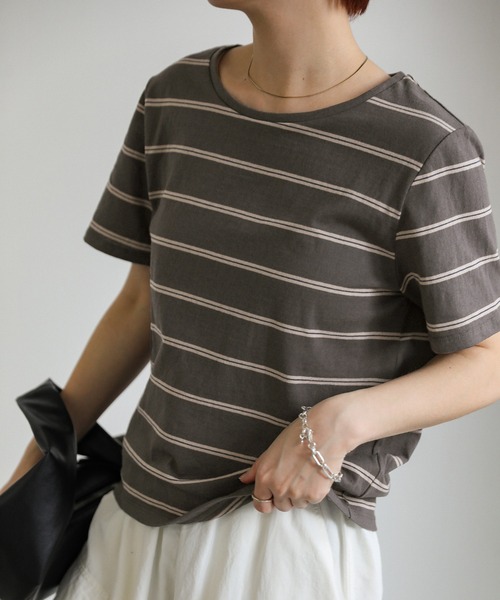 select MOCA(セレクトモカ)の「ボーダーシンプルTシャツ(Tシャツ/カットソー・レディース・ネイビー/カーキ/チャコールグレー・FREE)」の17枚目の写真