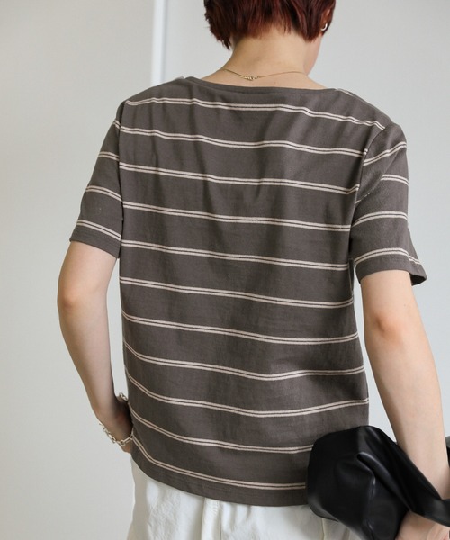 select MOCA(セレクトモカ)の「ボーダーシンプルTシャツ(Tシャツ/カットソー・レディース・ネイビー/カーキ/チャコールグレー・FREE)」の8枚目の写真