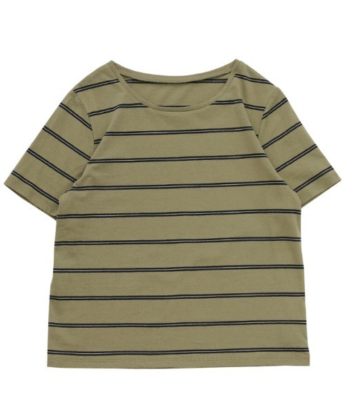 select MOCA(セレクトモカ)の「ボーダーシンプルTシャツ(Tシャツ/カットソー・レディース・ネイビー/カーキ/チャコールグレー・FREE)」の11枚目の写真