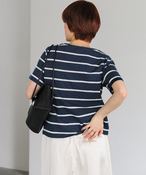 select MOCA(セレクトモカ)の「ボーダーシンプルTシャツ(Tシャツ/カットソー・レディース・ネイビー/カーキ/チャコールグレー・FREE)」の16枚目の写真