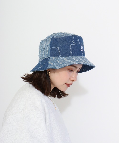 KANGOL（カンゴール）の「KANGOL DENIM MASHUP BUCKET（ハット・レディース・ネイビー/ブラック・M/L/XL）」の3枚目の写真
