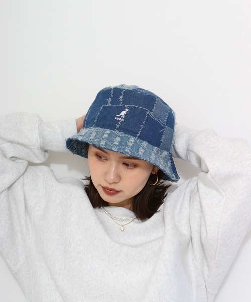 KANGOL（カンゴール）の「KANGOL DENIM MASHUP BUCKET（ハット・レディース・ネイビー/ブラック・M/L/XL）」の12枚目の写真