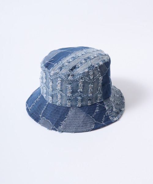 KANGOL（カンゴール）の「KANGOL DENIM MASHUP BUCKET（ハット・レディース・ネイビー/ブラック・M/L/XL）」の7枚目の写真