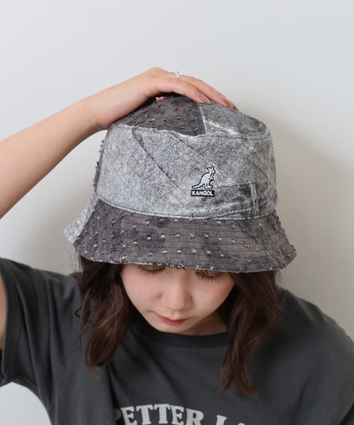 KANGOL（カンゴール）の「KANGOL DENIM MASHUP BUCKET（ハット・レディース・ネイビー/ブラック・M/L/XL）」の15枚目の写真