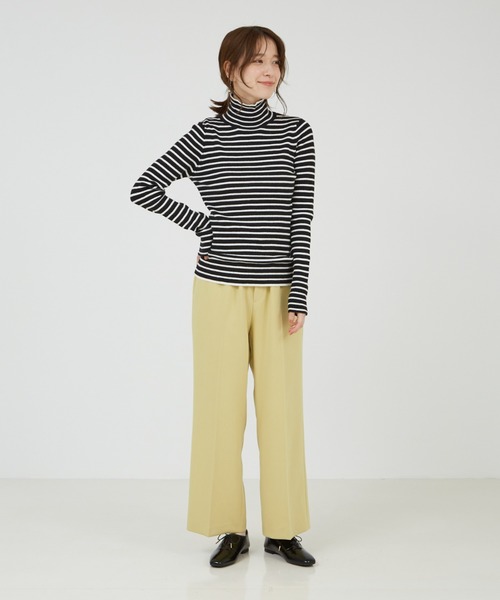 abahouse mavie（アバハウスマヴィ）の「【感嘆/セットアップ対応】イージーストレートパンツ（スラックス・レディース・ライム/オフホワイト/ブラック系その他/ブラック/イエロー/グレイッシュブルー・34/36/38/40）」の8枚目の写真