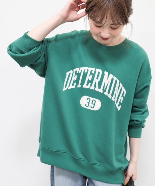 AMERICAN HOLIC（アメリカンホリック）の「【WEB限定】バックドレープロゴ裏毛プルオーバー（スウェット・レディース・グリーン/チャコールグレー/オートミール・M/L）」の3枚目の写真