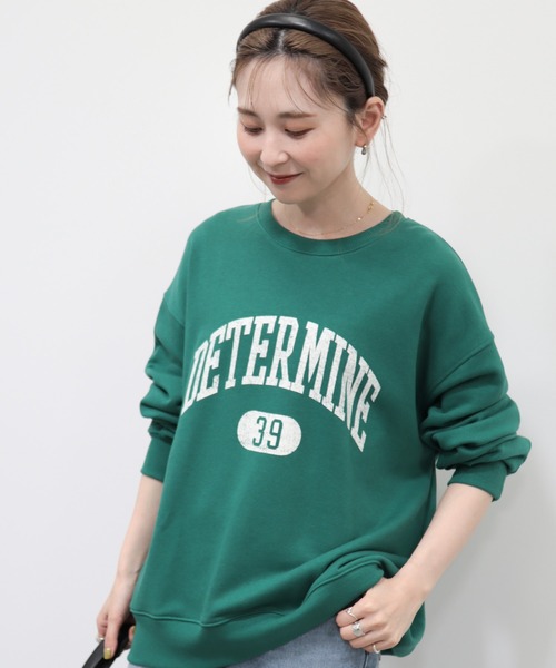 AMERICAN HOLIC（アメリカンホリック）の「【WEB限定】バックドレープロゴ裏毛プルオーバー（スウェット・レディース・グリーン/チャコールグレー/オートミール・M/L）」の5枚目の写真