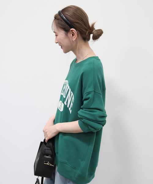 AMERICAN HOLIC（アメリカンホリック）の「【WEB限定】バックドレープロゴ裏毛プルオーバー（スウェット・レディース・グリーン/チャコールグレー/オートミール・M/L）」の7枚目の写真