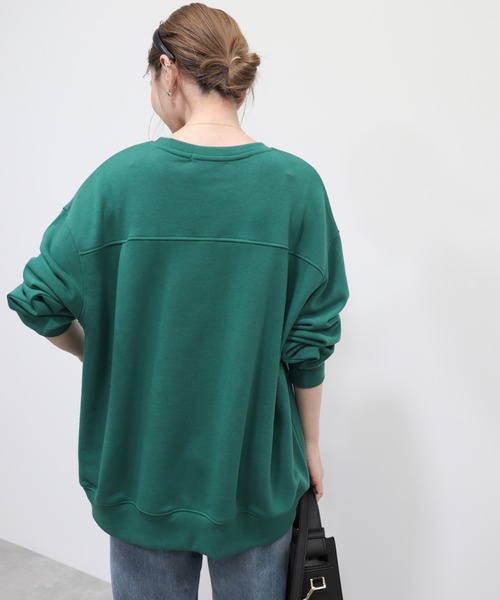 AMERICAN HOLIC（アメリカンホリック）の「【WEB限定】バックドレープロゴ裏毛プルオーバー（スウェット・レディース・グリーン/チャコールグレー/オートミール・M/L）」の8枚目の写真