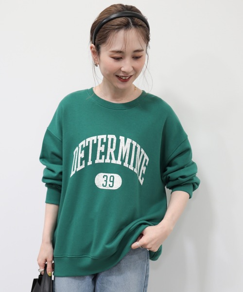 AMERICAN HOLIC（アメリカンホリック）の「【WEB限定】バックドレープロゴ裏毛プルオーバー（スウェット・レディース・グリーン/チャコールグレー/オートミール・M/L）」の6枚目の写真