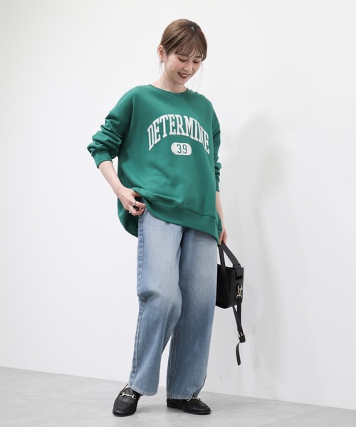 AMERICAN HOLIC（アメリカンホリック）の「【WEB限定】バックドレープロゴ裏毛プルオーバー（スウェット・レディース・グリーン/チャコールグレー/オートミール・M/L）」の9枚目の写真