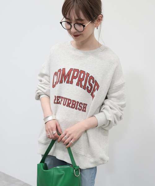 AMERICAN HOLIC（アメリカンホリック）の「【WEB限定】バックドレープロゴ裏毛プルオーバー（スウェット・レディース・グリーン/チャコールグレー/オートミール・M/L）」の13枚目の写真