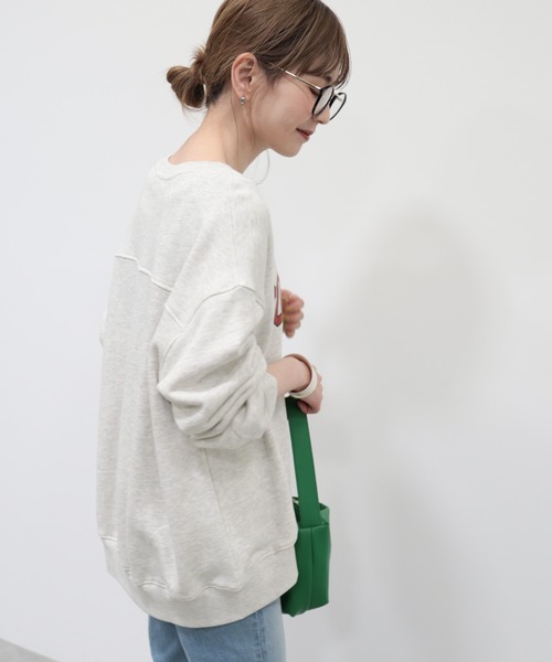 AMERICAN HOLIC（アメリカンホリック）の「【WEB限定】バックドレープロゴ裏毛プルオーバー（スウェット・レディース・グリーン/チャコールグレー/オートミール・M/L）」の16枚目の写真