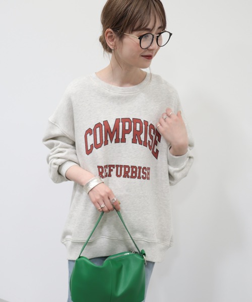 AMERICAN HOLIC（アメリカンホリック）の「【WEB限定】バックドレープロゴ裏毛プルオーバー（スウェット・レディース・グリーン/チャコールグレー/オートミール・M/L）」の12枚目の写真