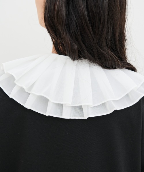 MERLOT（メルロー）の「シフォンプリーツ付け襟（付け襟・レディース・ホワイト/ブラック・FREE）」の5枚目の写真