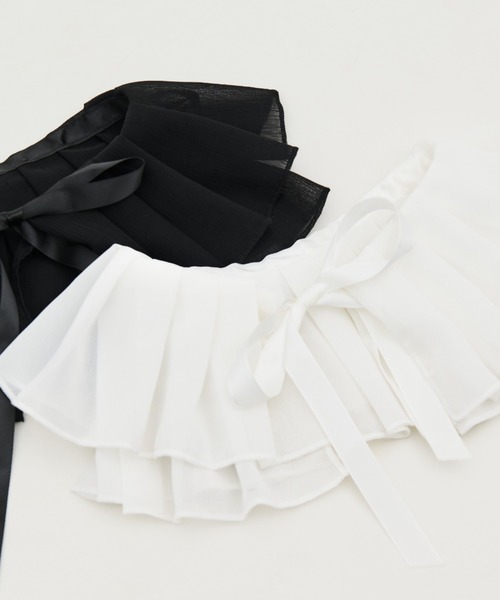 MERLOT（メルロー）の「シフォンプリーツ付け襟（付け襟・レディース・ホワイト/ブラック・FREE）」の9枚目の写真