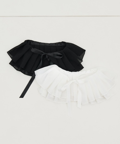 MERLOT（メルロー）の「シフォンプリーツ付け襟（付け襟・レディース・ホワイト/ブラック・FREE）」の6枚目の写真