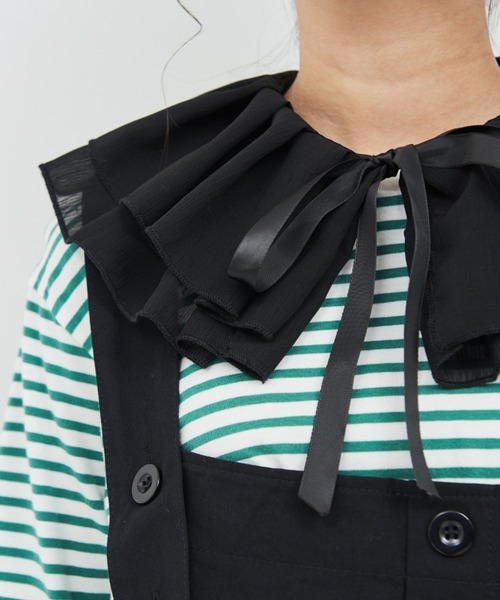 MERLOT（メルロー）の「シフォンプリーツ付け襟（付け襟・レディース・ホワイト/ブラック・FREE）」の12枚目の写真