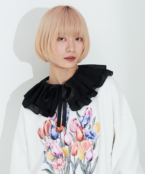 MERLOT（メルロー）の「シフォンプリーツ付け襟（付け襟・レディース・ホワイト/ブラック・FREE）」の14枚目の写真