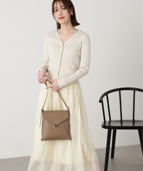 N.(N. Natural Beauty Basic)(エヌエヌナチュラルビューティーベーシック)の「◆リブカーディガンスカートセット(ワンピース・レディース・ナチュラル/ブルー/チャコールグレー・MEDIUM)」の3枚目の写真