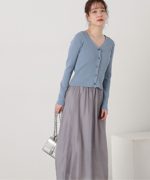 N.(N. Natural Beauty Basic)(エヌエヌナチュラルビューティーベーシック)の「◆リブカーディガンスカートセット(ワンピース・レディース・ナチュラル/ブルー/チャコールグレー・MEDIUM)」の1枚目の写真
