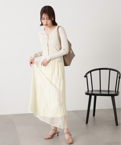 N.(N. Natural Beauty Basic)(エヌエヌナチュラルビューティーベーシック)の「◆リブカーディガンスカートセット(ワンピース・レディース・ナチュラル/ブルー/チャコールグレー・MEDIUM)」の11枚目の写真